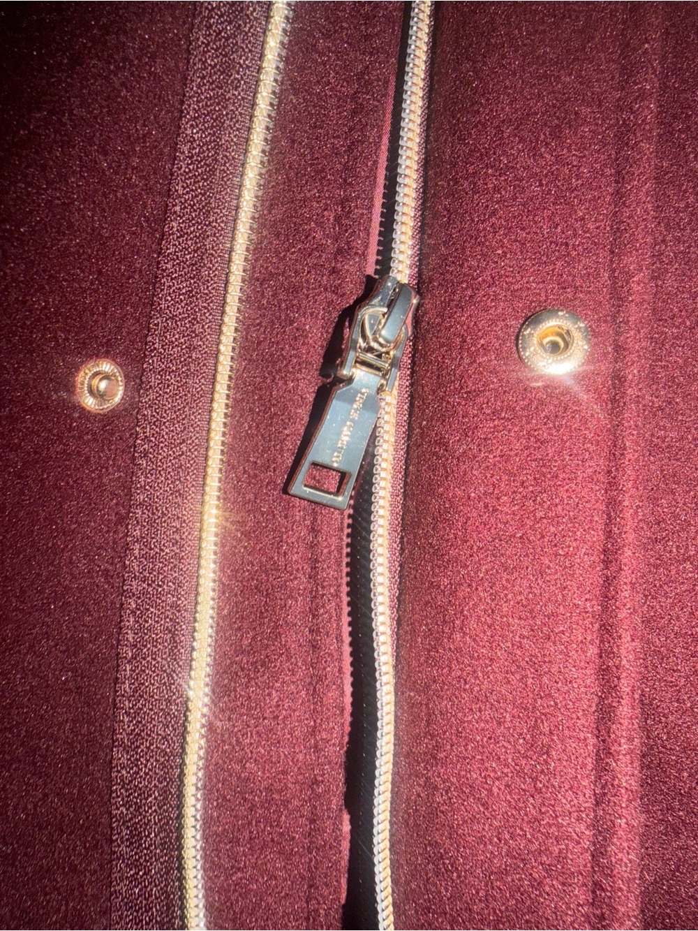 Women's Burgundy Faux Wool Coat - Picture 4 of 5
